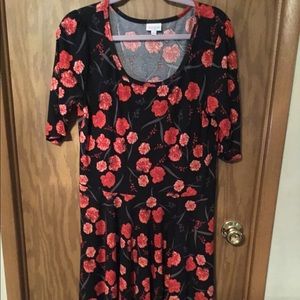 2xl LulaRoe Nicole dress Black w/peach floral